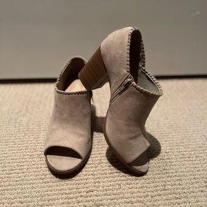 Suede peep toe heel booties